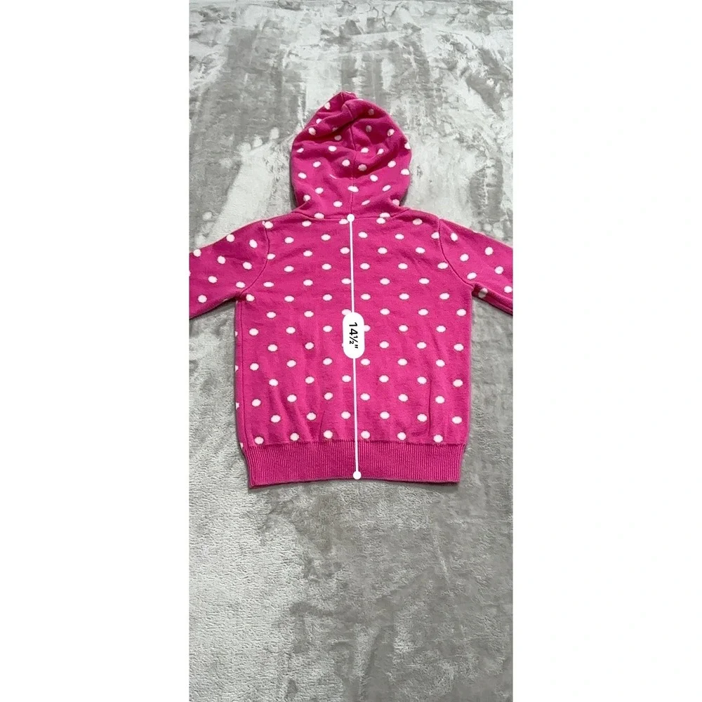 Gymboree Girls Hooded Sweater Size XS (3/4) Pink Daisies Button Up Polka Dot EUC